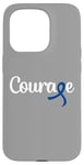 Coque pour iPhone 15 Pro Cancer colorectal ou du colon- Courage avec noeud ruban bleu