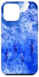 Coque pour iPhone 12 Pro Max Ocean Sea Bleu sarcelle Turquoise Vagues avec dauphins surfeurs