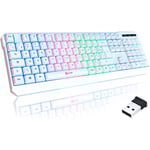 Clavier sans Fil Gamer AZERTY KLIM Chroma,Durable, Ergonomique, Discret, Waterproof, Silencieux - Clavier Gamer rétroéclairé pour