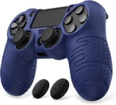 Housse Manette Pour Ps4 Coque De Protection Silicone Pour Ps4 Manette Line & Dot Controller Cover Pour Ps4 Avec Capuchon Pour Ps4 Slim/Ps4 Pro Joystick-Bleu Nuit