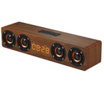 Bluetooth Speakers, Multi-Function Bluetooth 5.0 Speakers Large Screen Clock Display Support TF Card Playback Voice HD Call Speaker,Brown wood grain