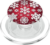 Flocons de neige blancs avec fond rouge cannes avec Noël PopSockets PopGrip pour MagSafe