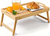 Avilia Plateau de Petit-déjeuner en Bambou avec Pieds, Pliable, élégant et Durable, utilisable comme Plateau ou Table Basse