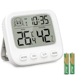 Thermomètre Intérieur Digital, Moniteur Humidité Et Température Avec Horloge, °C/ °F Et Enregistrement Max/Min, Mini Thermomètre Hygromètre Avec Icône De Confort Pour Maison, Bureau, Chambre