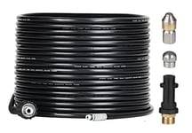 15M Tuyau Déboucheur Canalisation pour Nettoyeur Haute Pression Kärcher, avec Buse à Jet et Buse Rotatif, 180Bar Kit Furet Professional avec Adaptateurs pour Karcher K2/K3/K4/K5/K6/K7 Accessoire