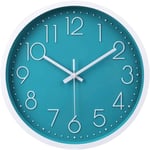 Moderne Horloge Murale Mute Silencieuse Pendule Murale pour La Chambre Cuisine Salon - Bleu-30CM