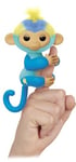 FINGERLINGS - Leo - Bébé Singe Interactif Bleu - Peluche Électronique pour Enfants dès 5 Ans - Animal Intéractif qui s'Accroche au Doigt - Réactions Amusantes - 70 Sons - Idée Cadeau - Lansay