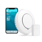 Meross Interlinked Smart Smoke Alarm, EN14604, Smoke Detector with Hub, Low Battery Alert Silence Button, Smoke Alarms for Home, Replaceable Battery, Apple HomeKit, SmartThings Supported, 2.4GHz Only