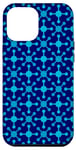 iPhone 12 Pro Max Navy Blue Cyan Crosses Molecule Dots Modern Pattern Case