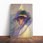 Big Box Art Canvas Print Wall Art Edmund C. Tarbell The Blue Veil | Mounted and Stretched Box Frame Picture | Home Decor for Kitchen, Living Room, Bedroom, Hallway, Multi-Colour, 30x20 Inch