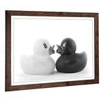 Big Box Art Framed Print of Rubber Ducks Opposites Attract Design | Wall Art Picture | Home Decor for Kitchen, Living Room, Bedroom, Hallway, Walnut, A2 / 24.5x18 Inch / 62x45cm