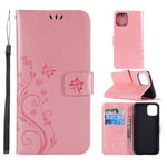 IPhone 11 Pro Max etui med et sommerfugltrykk - Rose gullfargett