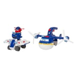 AULDEY Super Wings - Plane Toy Police Patroller + 1 Jett Figure Giant And Transform-a-bots Jou