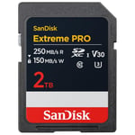 SanDisk 2TB Extreme PRO SDXC Card, SD Card, UHS-I (V30 Memory Card, Speeds up to 250 MB/s, 4K UHD Videos) RescuePro Deluxe, SanDisk QuickFlow-Technology, U3, V30