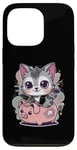 Coque pour iPhone 13 Pro Chat kawaii avec tirelire