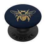 Yellow Honeybee Phone Grip Dark blue PopSockets Adhesive PopGrip