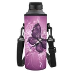 SEANATIVE Water Bottle Holder Pouch for Women Girls Butterfly Water Drink Bottle Carrier Bag with Adjustable Shoulder Strap