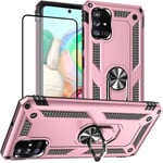 Yiakeng for Samsung A71 Phone Case with Screen Protector: Military Grade Protective Cases with Ring for— Samsung Galaxy A71 Rose Gold