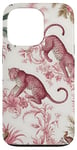 iPhone 13 Pro French Pink Toile Chinoiserie with Flowers, Leopards Case