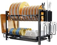 Yexati 2 Tier Dish Drying Rack,Large Capacity Dish Drainer,Kitchen Dish Rack 3