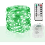 66ft 200 LED utomhusslingor, varmvita Fairy Lights Batteri Op Green 200 LED