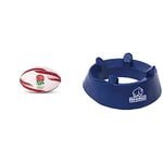 England Rugby Official England RFU Size 5 Rugby Ball,White/Red & Rhino Club Kicking Tee, Blue, One Size, 5060449589110