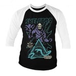 Hybris Skeletor - Bad To The Bone Baseball 3/4 Sleeve Tee (White-Black,XL)