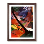 Sleeping Deer In The Forest By Franz Marc Classic Painting Framed Wall Art Print, Ready to Hang Picture for Living Room Bedroom Home Office Décor, Walnut A2 (64 x 46 cm)