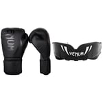 Venum Challenger Kids Gants de Boxe Unisex-Youth, Noir/Noir, 8-Ounce & Challenger Kids Protège-Dents Mixte Enfant, Noir / Blanc, Taille Unique