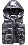 AIEOE Doudoune Gilet à Capuche Enfants Gilets sans Manches Manteaux sans Manche Blouson d'automne et d'hiver Léger Chaud Imperméable Gris Foncé 11-12 ans