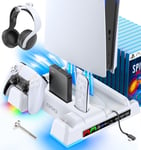 PS5 / PS5 Slim Stand and Cooling Station with RGB LED Controller Charging Sta...