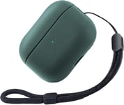 Coque pour AirPods Pro 2, Touche de Cuir Etui Airpods Pro 2, Protection Airpods Pro 2eme Generation avec Dragonne, Anti-Antichoc Housse pour Apple AirPods Pro 2 Étui de Chargement (Vert Foncé)