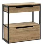 Console Buffet Icub industriel tiroir+ét+cont. 80x40x80cm Noir–Vieilli