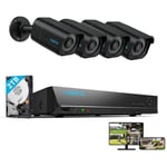 Kit Vidéo Surveillance avec 4K 8MP 4X Bullet Caméra ip PoE et 8CH 2To nvr, Détection Personne/Véhicule, Vision Nocturne 30m avec Audio, Noir - Reolink