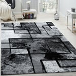 Paco Home - Tapis Design Moderne Poils Ras Abstrait Peintures Effet Noir Gris Anthracite 160x230 cm