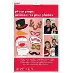 10 Piece Christmas Party Photo Booth Prop Pack Ho Ho Santa Reindeer Snowman