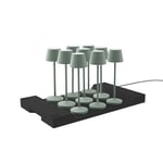 Lot de 9 lampes de table sans fil LED blanc chaud dimmable EMILY OLIVE H25cm avec plateau de chargement