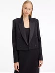 Calvin Klein Wool Cropped Tuxedo Blazer, Black