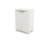 SPACESAVER 70 PLASTIKEN Armoire basse 2 portes avec etageres - l 70 x p 45 x h 100 cm - Gamme Space SAVER - Interieur et Exterieur