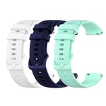 OcioDual Pack de 3 bracelets de montre Silicone, 18mm, Smartwatch avec dégagement rapide, Compatible avec Amazfit, Garmin, Samsung Galaxy Watch, Universel, Bleu foncé/Blanc/Turquoise