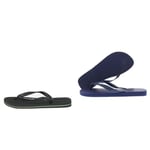 Havaianas Unisex's Brasil Logo Flip-Flop, BLACK/BLACK, 9/10 UK Unisex Adults' Flip Flops Blue (Navy Blue 0555) - 9/10 UK