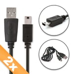 2x Câble USB pour TomTom Rider Pro / GO 520, GO 630, GO 720, GO 730 / ONE XL / XL 2 / Trucker 5000 / Start - 1m Fil charge data 1A noir cordon PVC