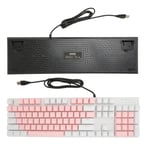 (Pink White)Full Size Keyboard Ergonomic Design 104 Keys Compact Wired Computer