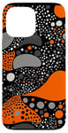 Coque pour iPhone 13 Pro Max Orange Pop Art Polka Dots Noir et Gris Abstrait Tourbillon Ondulé