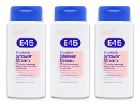 E45 Emollient Shower Cream 200ml | Dry Skin Relief | Dermatologist Tested X 3