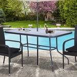 Outsunny - Table de jardin rectangulaire dim. 140L x 80l x 70H cm métal époxy gris plateau verre trempé