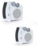 2xFan Heater Hot Cold Air Heating 2kw Portable Electric Floor Home Office Geepas