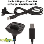 Câble USB Dédié au chargement et la connexion pour la manette Xbox 360 Noir