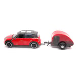 MINI COOPER S COUNTRYMAN 2011 WITH CAMPER TRAILER RED/BLACK 1:24 MotorMax