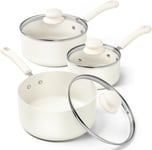 MICHELANGELO Saucepan Sets, Non Stick Saucepans Set, 14cm+18cm+20cm 